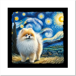 Starry Pomeranian Dog Portrait - Pet Portrait Posters and Art